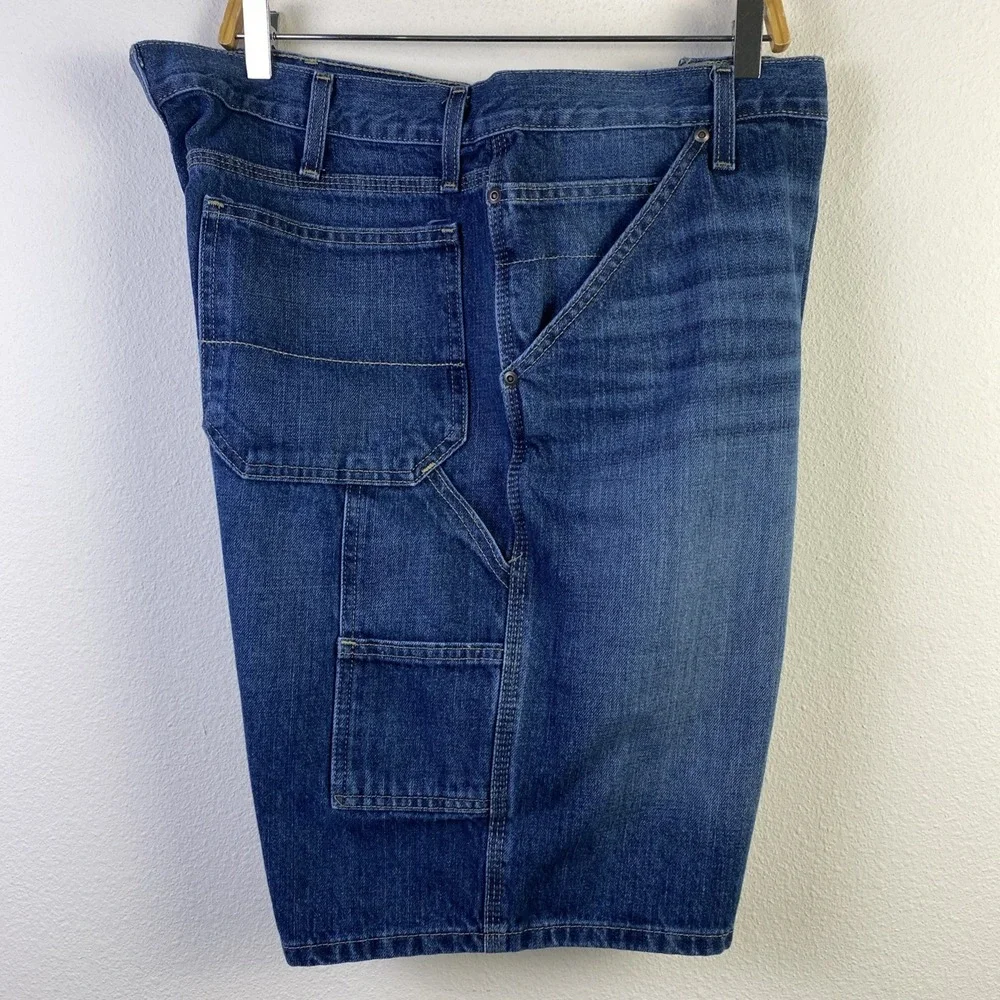 George Carpenter Shorts Men Denim Blue 40 Hip Hop Loose Baggy Y2K Skater