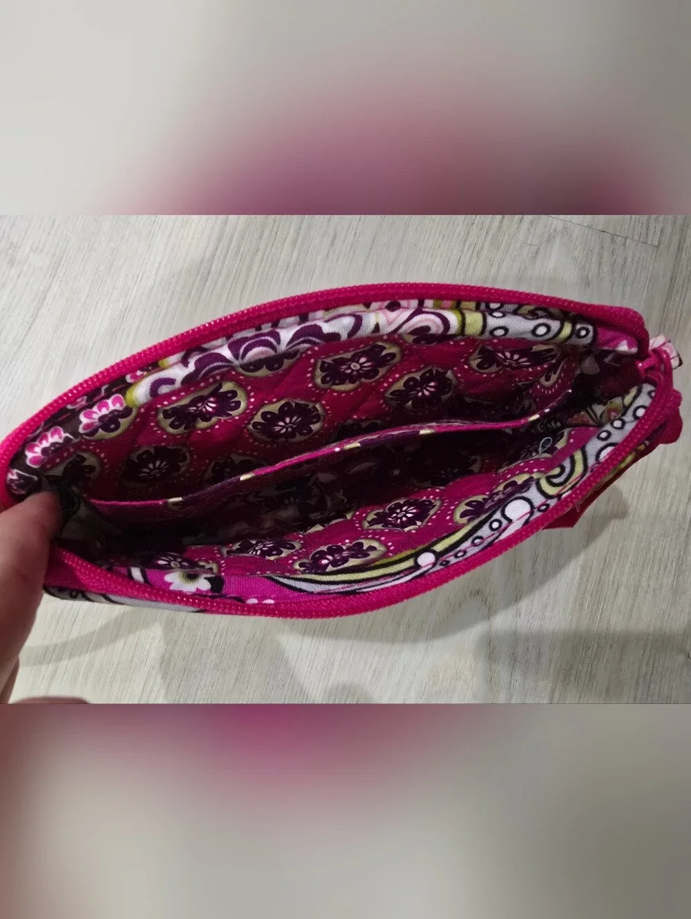 Vera Bradley Wristlet Very Berry Paisley Floral Boho  8”x4”x1”