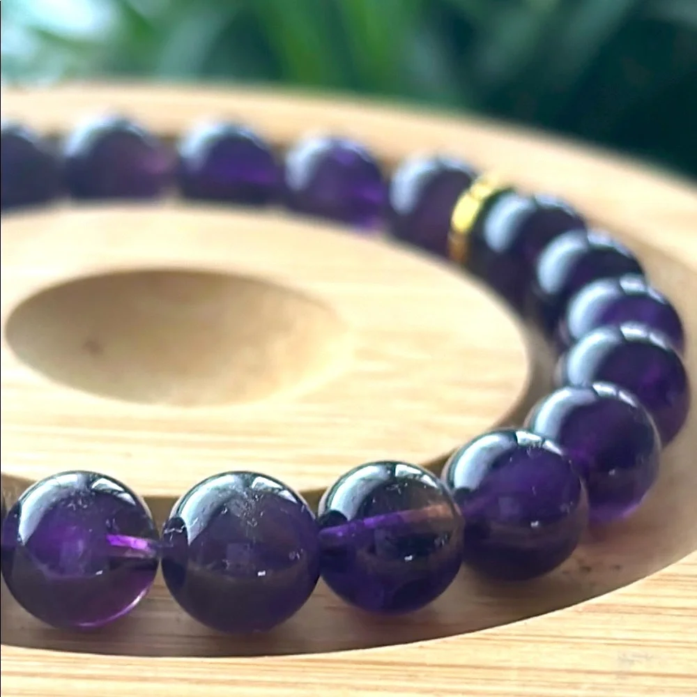 Handmade Amethyst Crystal Beaded Bracelet