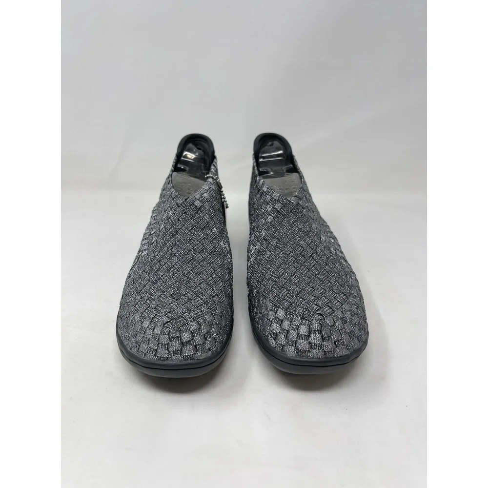 Skechers Wedge Heels Womens Size 8 Silver Metallic Flexible Memory Foam Slip On