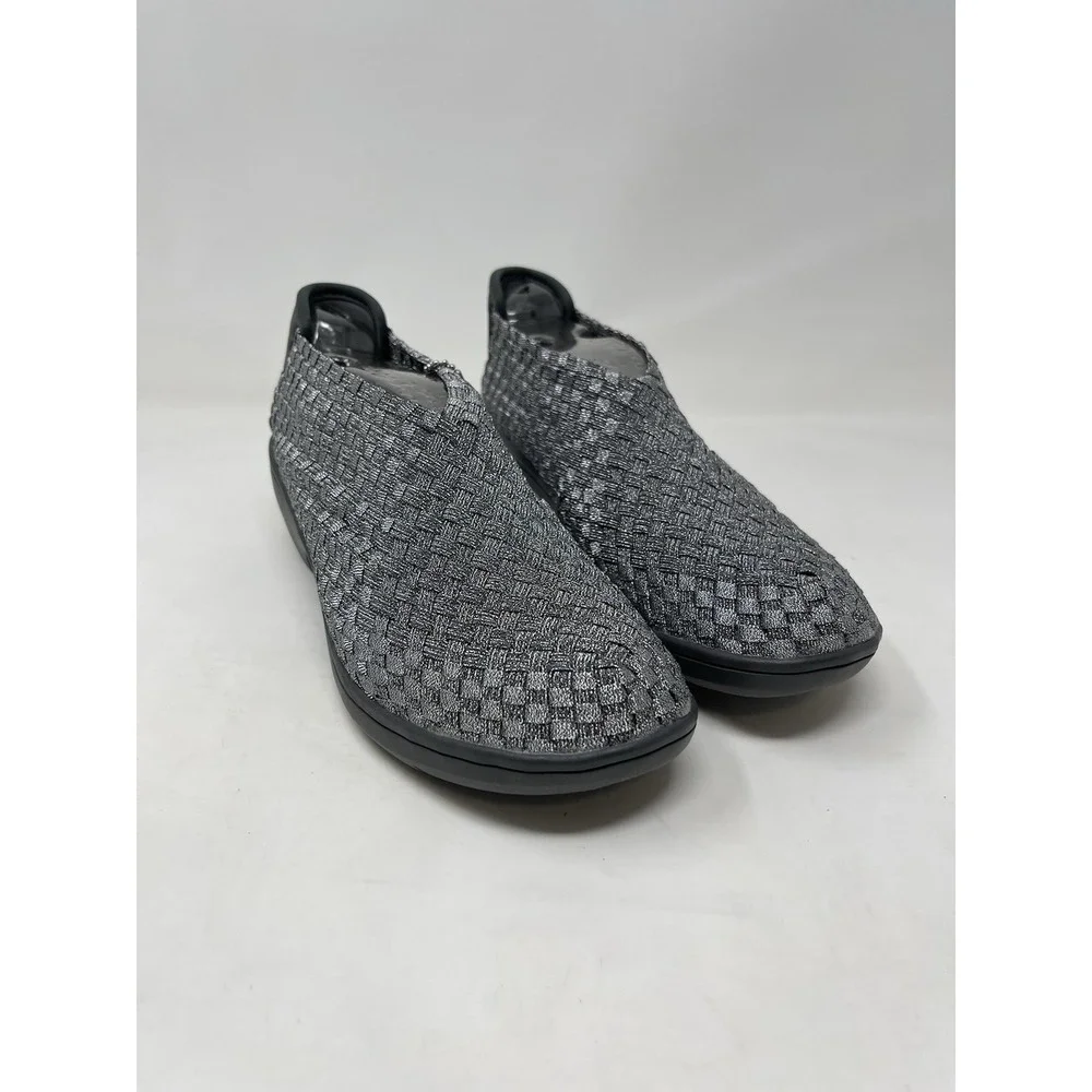 Skechers Wedge Heels Womens Size 8 Silver Metallic Flexible Memory Foam Slip On