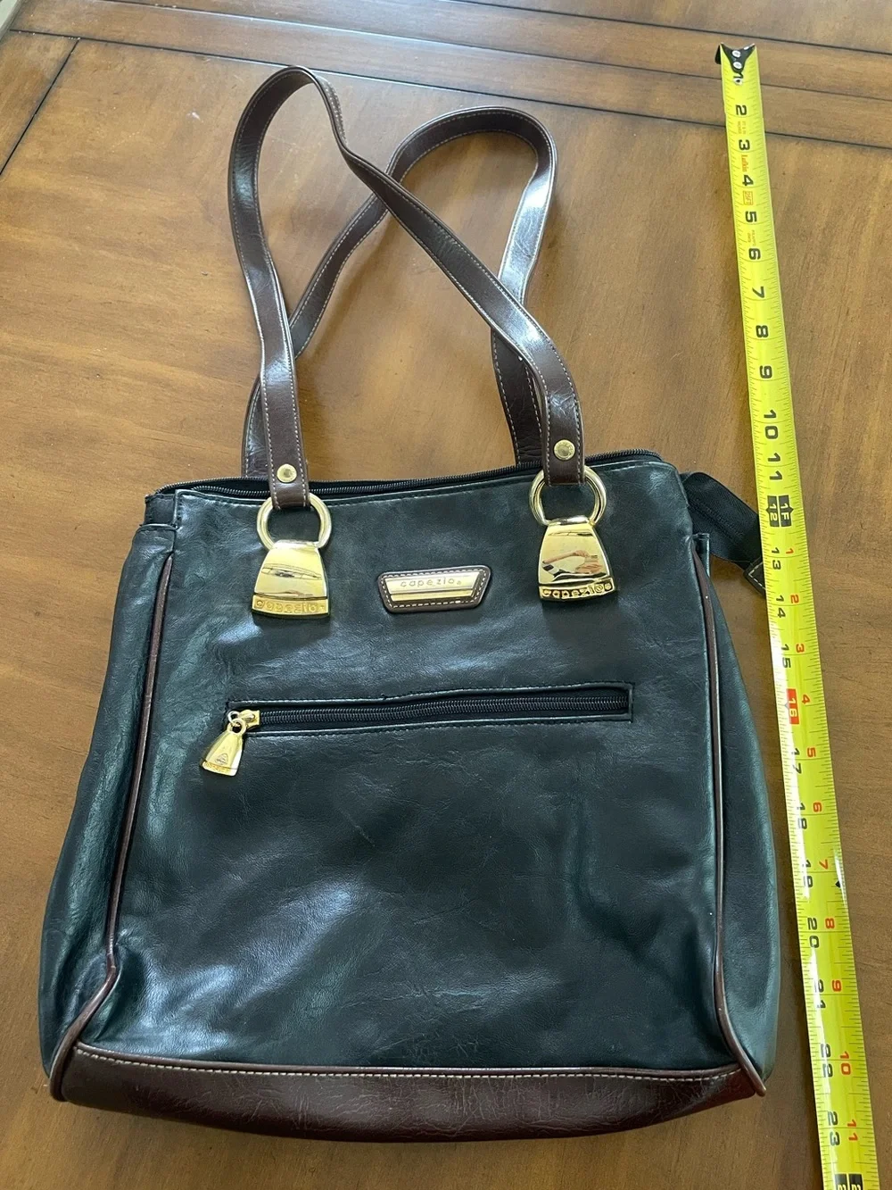 Capezio Leather Shoulder Bag with Gold Hardware