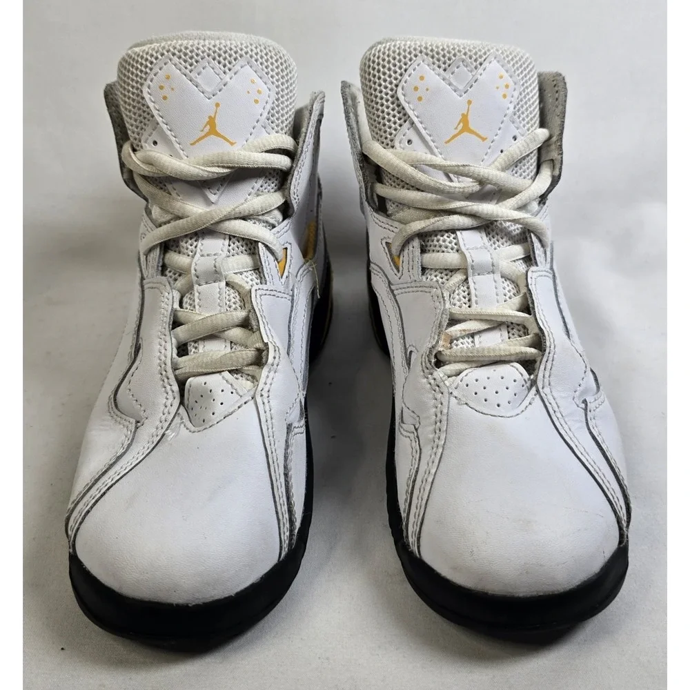 Jordan True Flight High Top Kids White Yellow Shoes Sneakers Sz 2Y