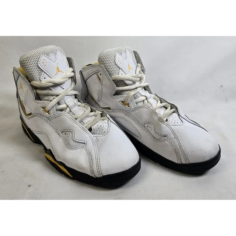 Jordan True Flight High Top Kids White Yellow Shoes Sneakers Sz 2Y