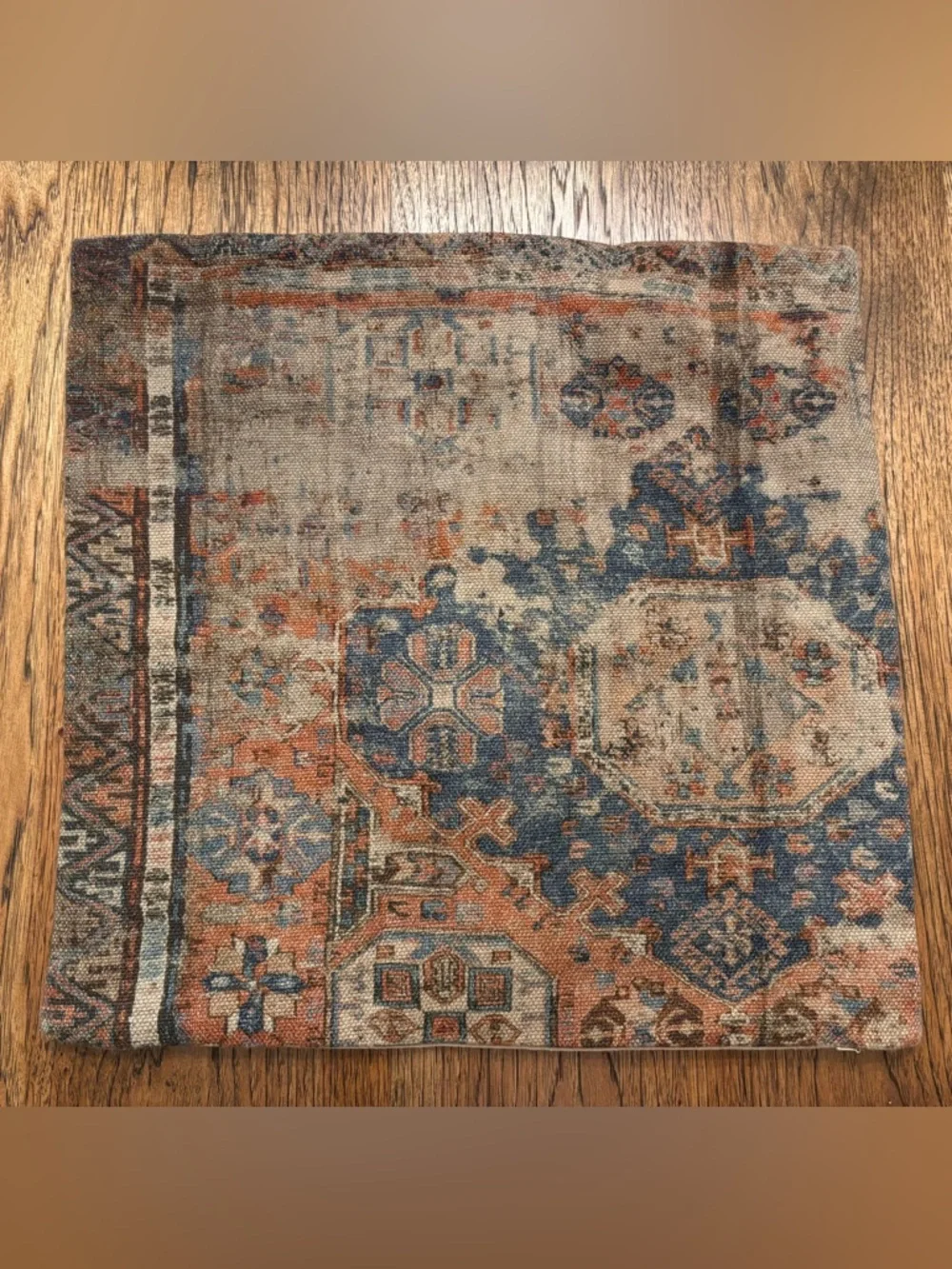 Pottery Barn Navin Tapestry Pillow Cover 22x22 Vintage Inspired Linen Blend