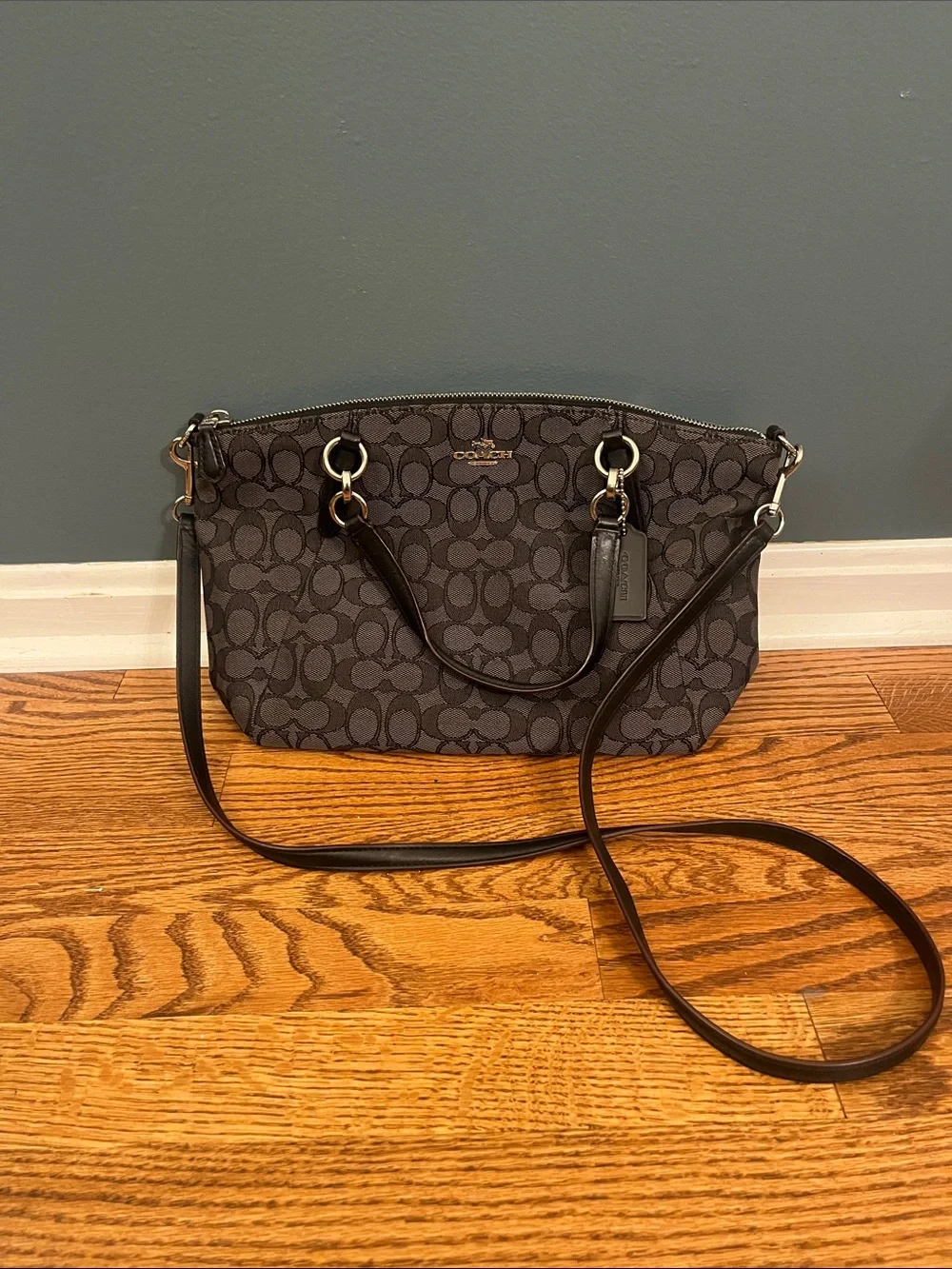 Coach Kelsey Satchel in “Black Smoke