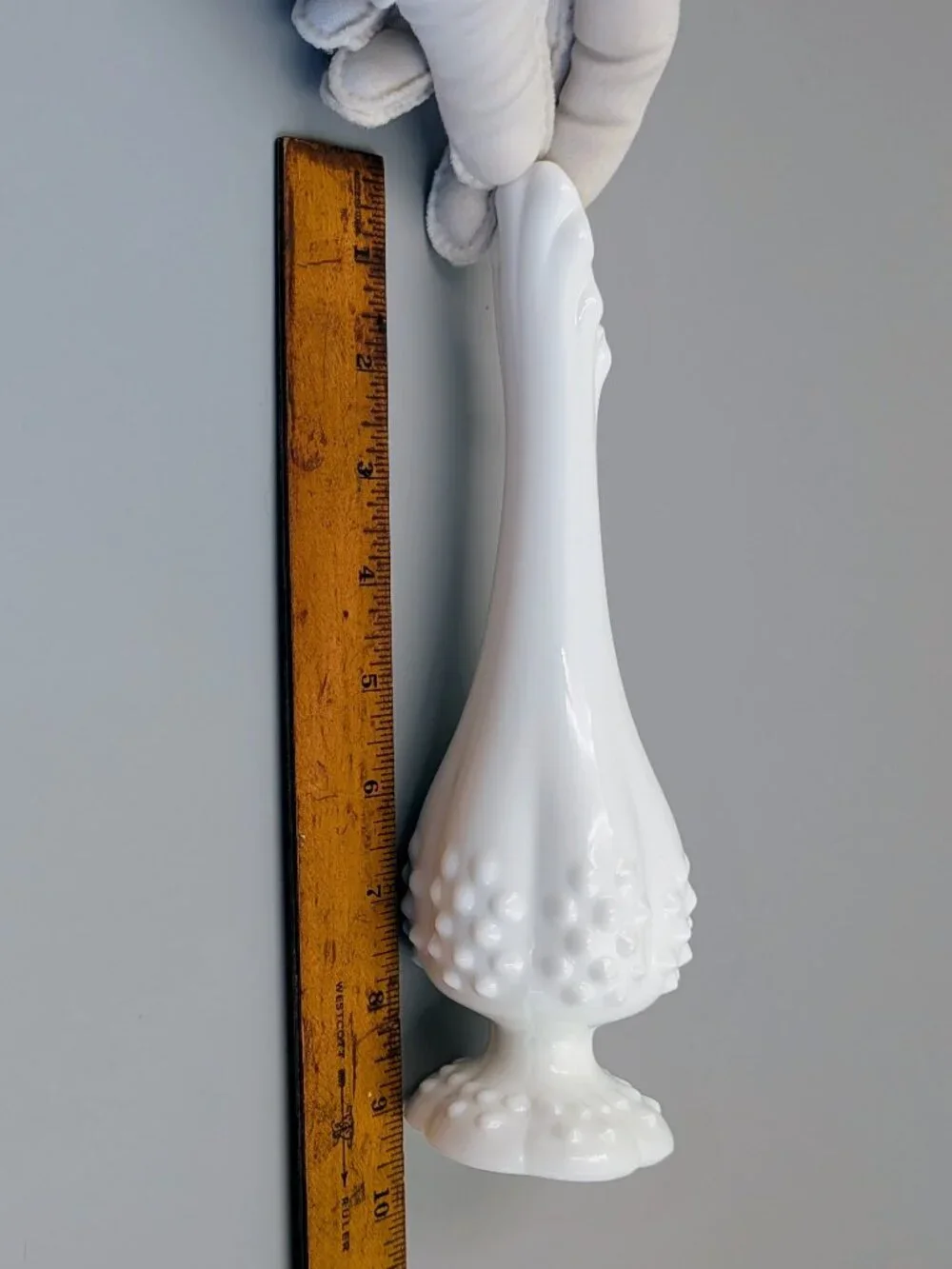 Vintage White Milk Glass Fenton Hobnail Bud Vase