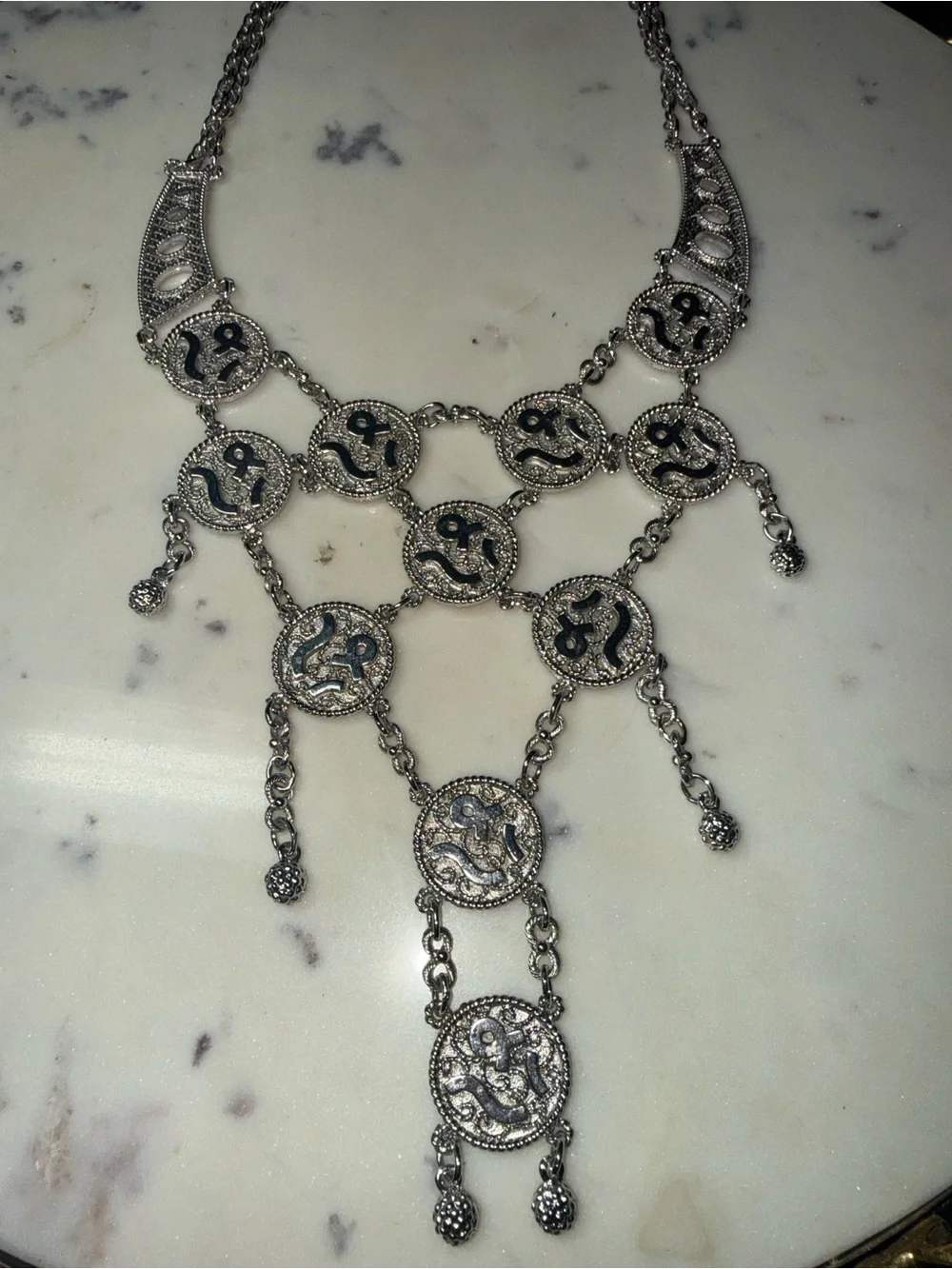 D’Orlan Classic Silver-Tone Coin Medallion Statement Necklace