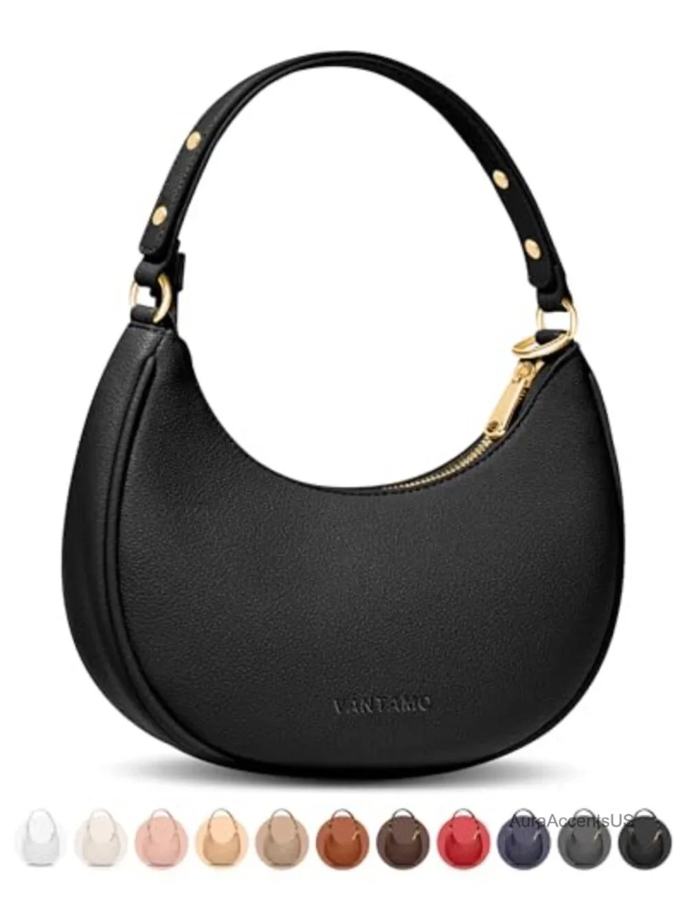RFID Half Moon Clutch Crossbody Bag with Anti-Theft Clip