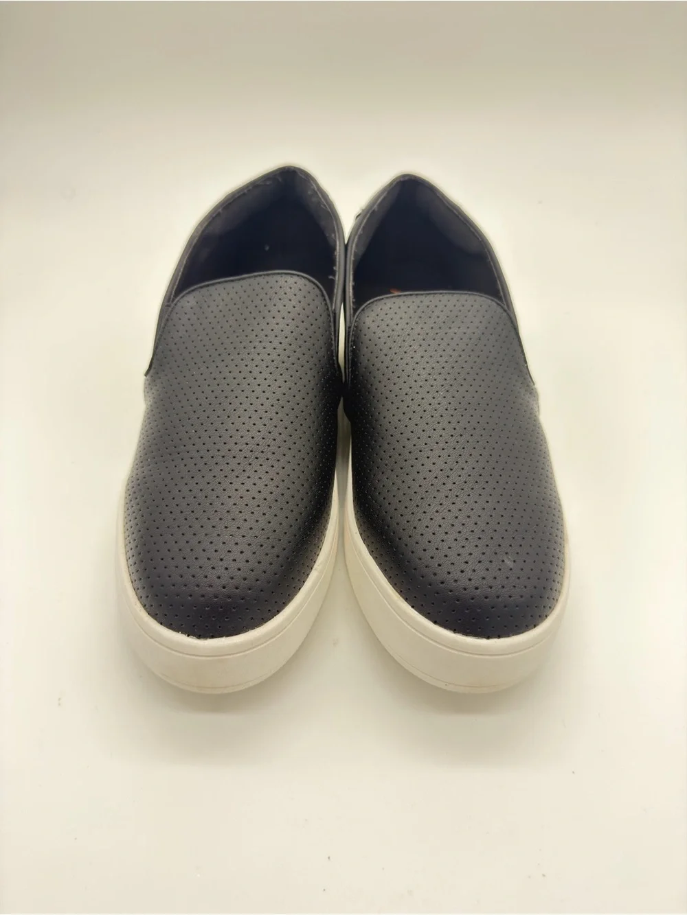 Matisse Black Perforated Slip-On Sneakers with White Sole