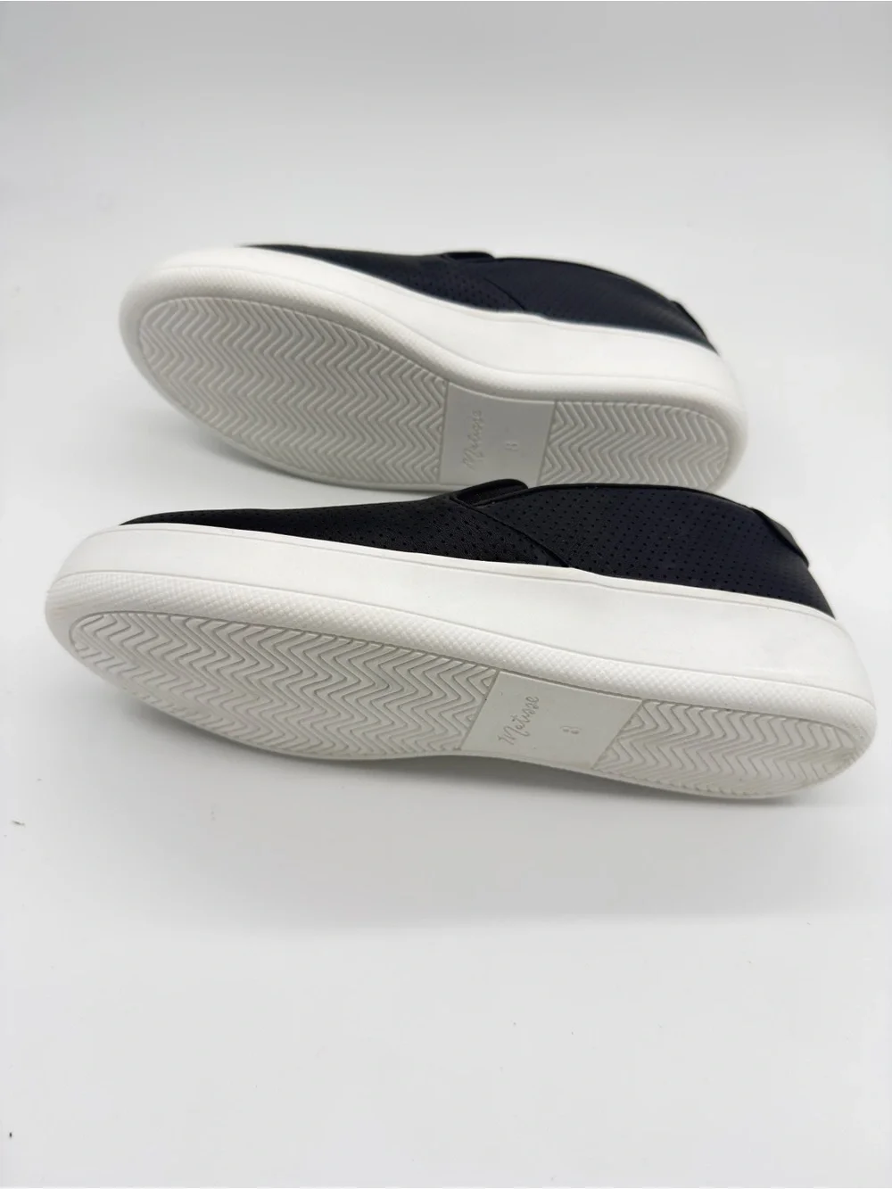 Matisse Black Perforated Slip-On Sneakers with White Sole