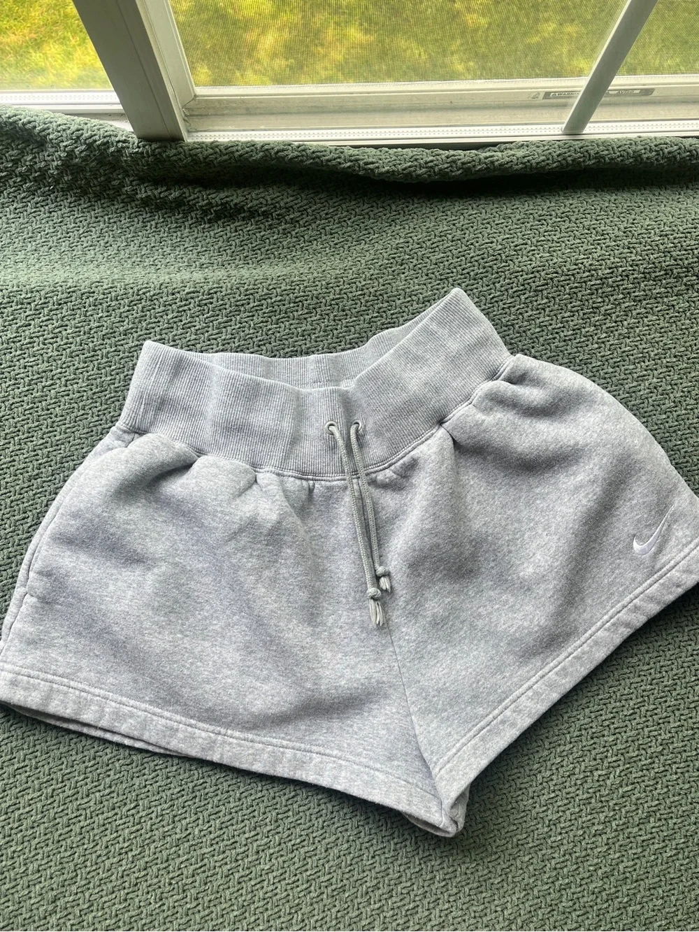 Nike Light Grey Fleece Lounge Shorts with Drawstring