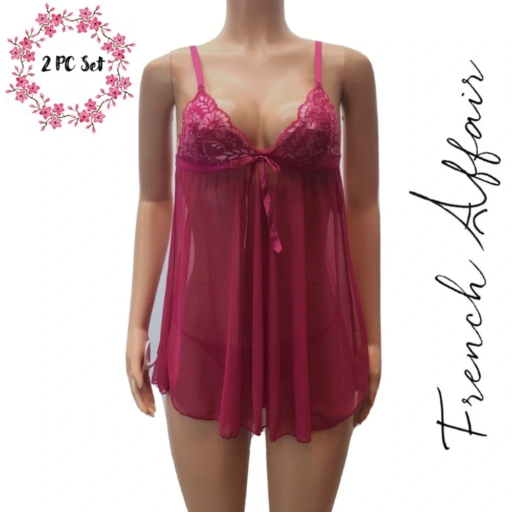 French Affair Vivacious Blush Babydoll Nightie Set