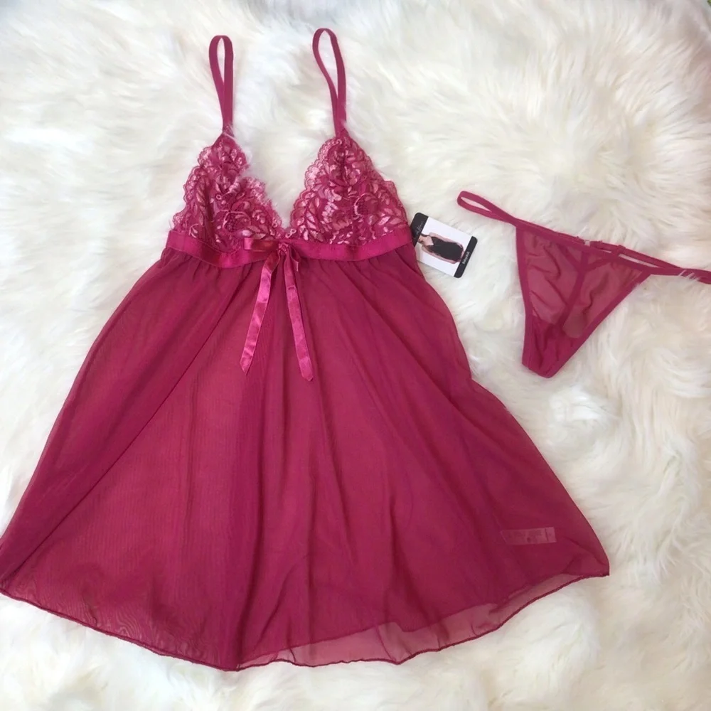 French Affair Vivacious Blush Babydoll Nightie Set