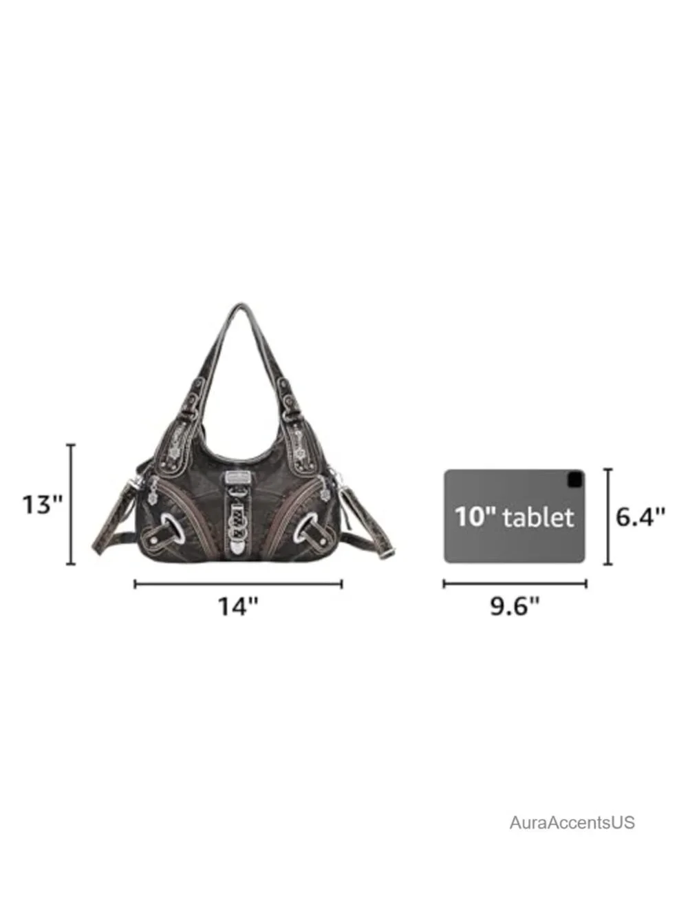 Large Hobo Satchel Handbag Washed PU Leather Shoulder Bag with Pockets