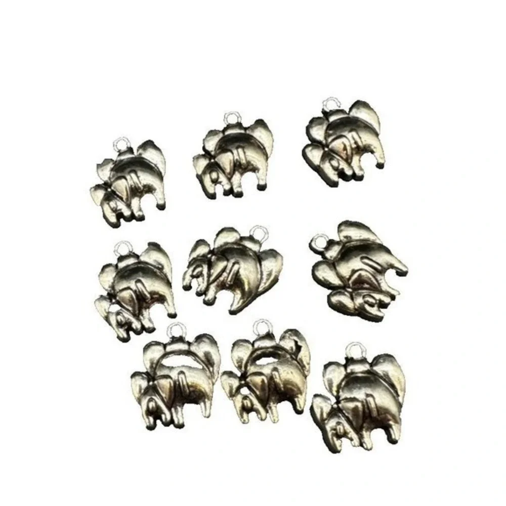 Elephant Rear Ends Adult & Child Charms Pendants Lot of 9 Silver tone 5/8