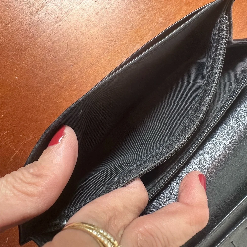 CHANEL Patent Quilted Zip Around Black Wallet