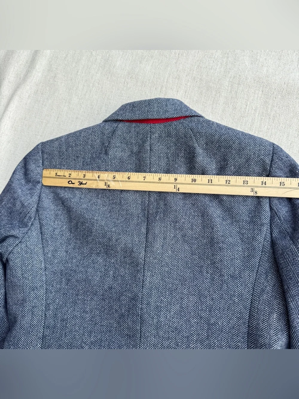 J Crew women's Herringbone wool-blend schoolboy blazer long sleeve size 4 blue