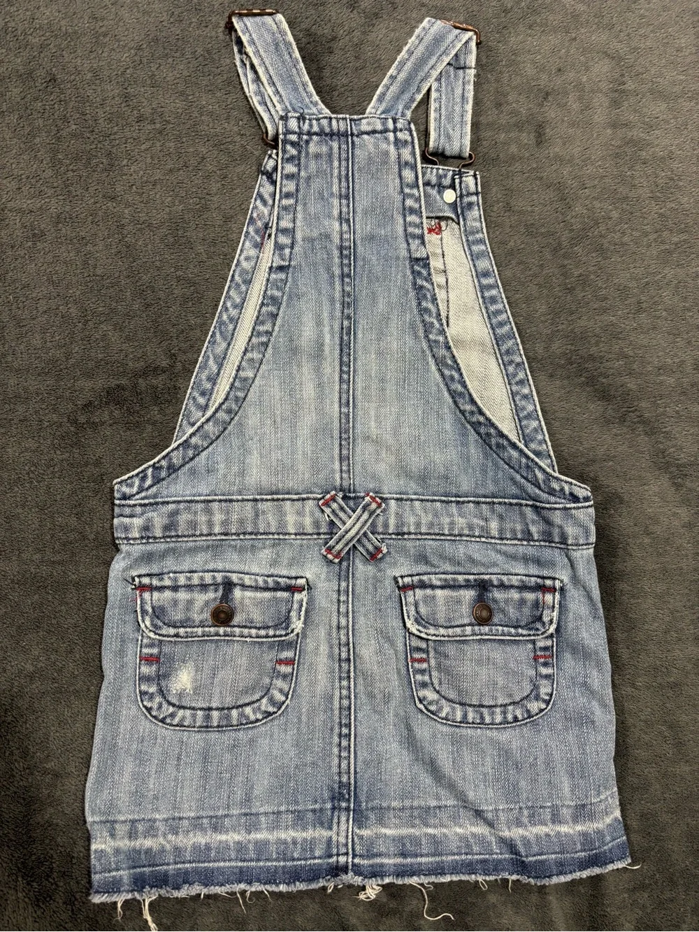 Vintage Old Navy Girls Denim Overall Dress Size XS Light Wash Adjustable Y2K