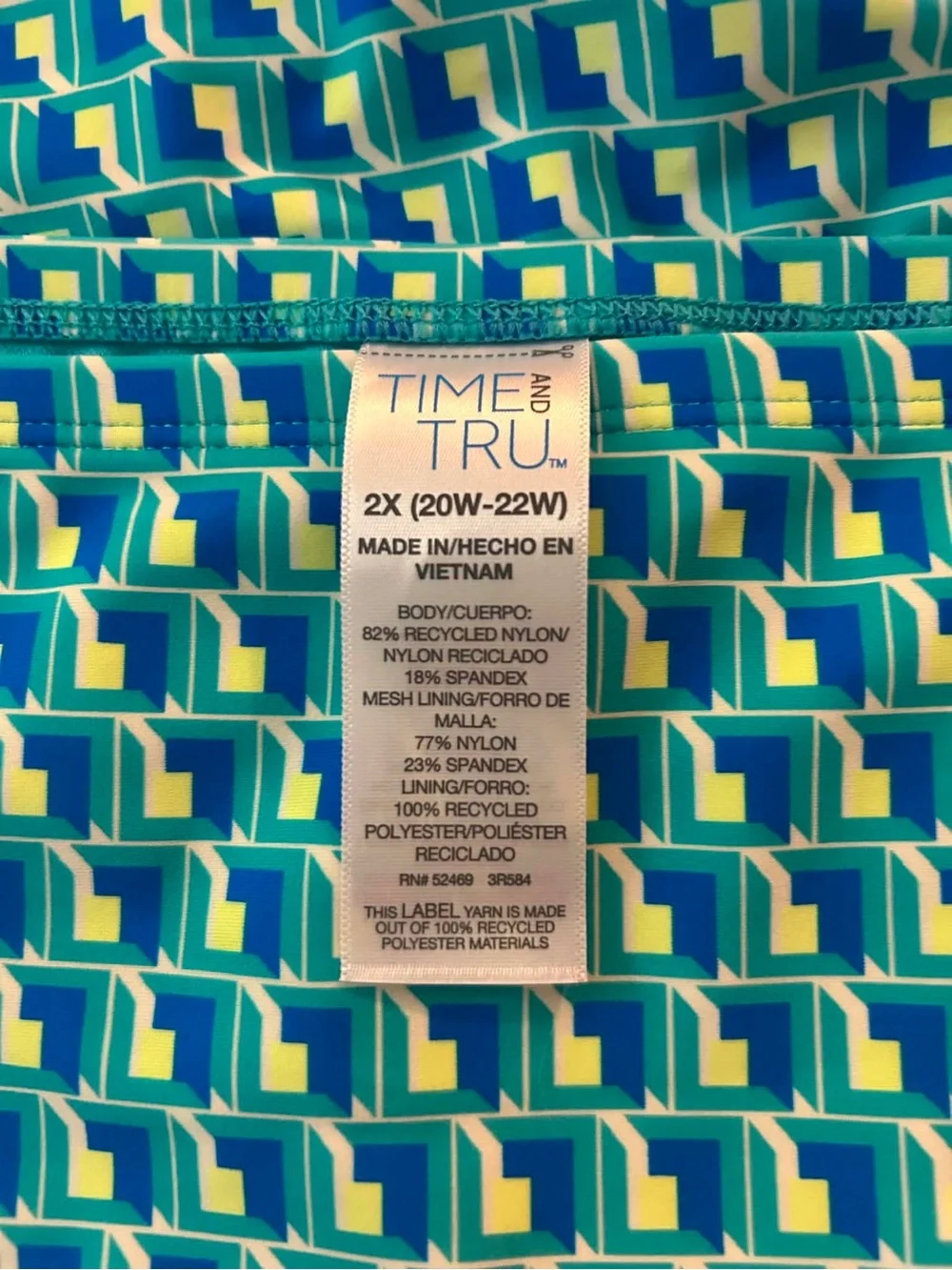 Time and Tru modern turquoise geometric