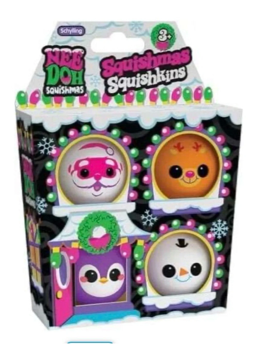 Schylling NeeDoh Squishmas Squishkins Holiday 4 pk- RARE Santa!!