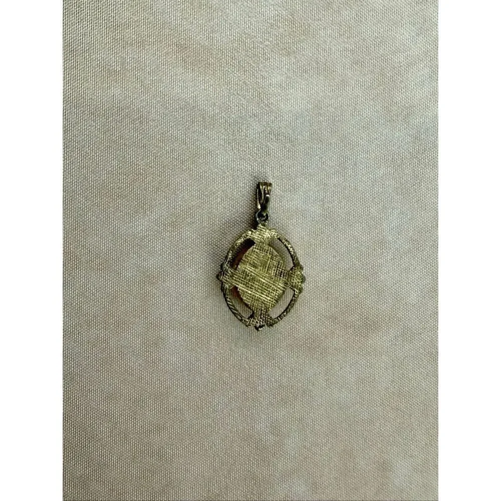 Vintage Faux Seed Pearls Rhinestone Gold Tone Pendant Victorian Style