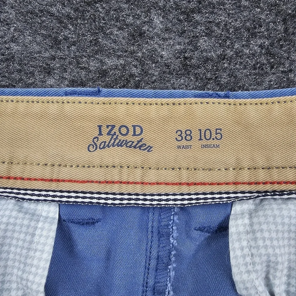 IZOD Saltwater Stretch Chino Shorts Men's 38 Blue Flat Front 10.5