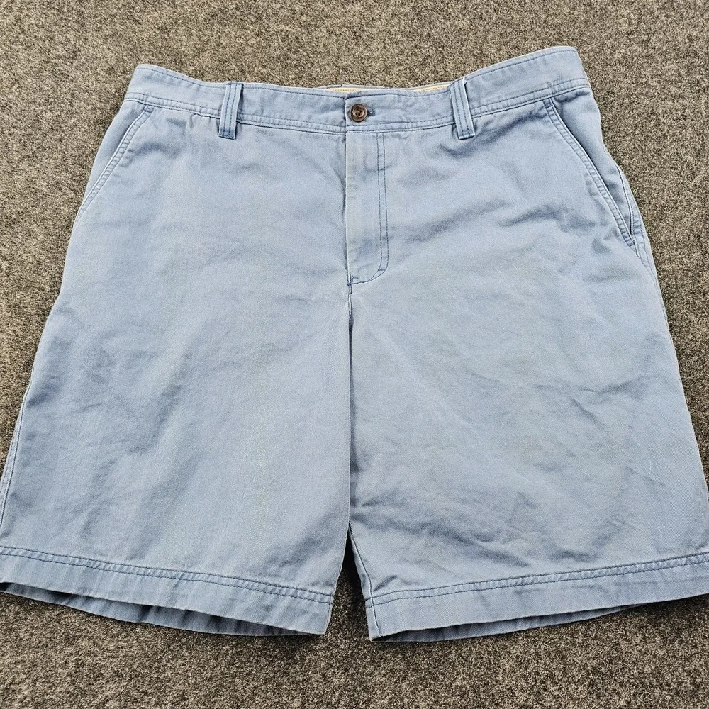 IZOD Saltwater Stretch Chino Shorts Men's 38 Blue Flat Front 10.5