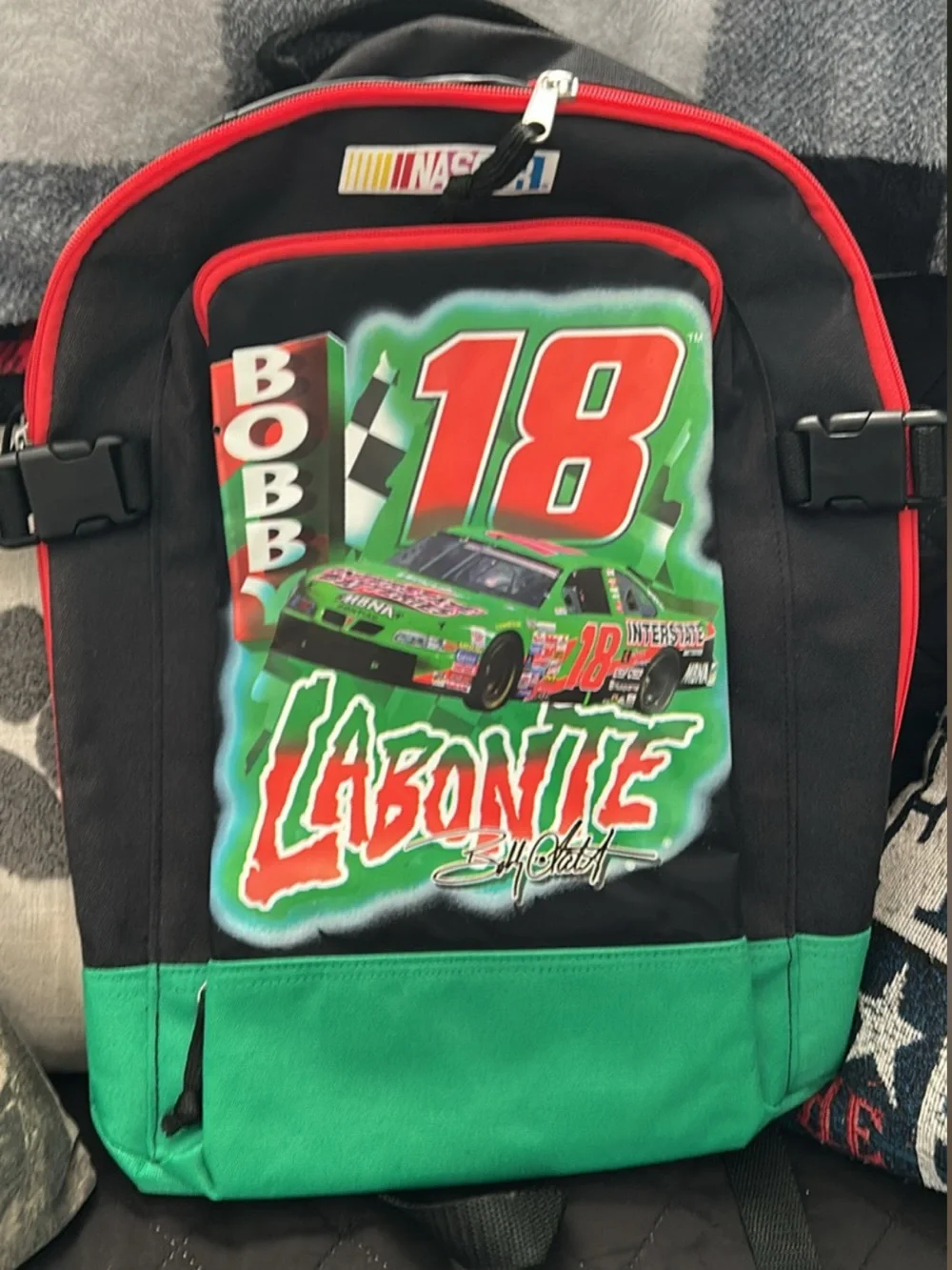 Bobby Labonte Racing Graphic Backpack - Black, Green, Red
