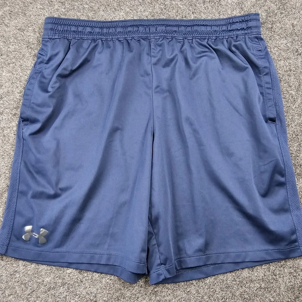 Under Armour HeatGear Shorts Men's XL Blue Athletic Training Gym Drawstring