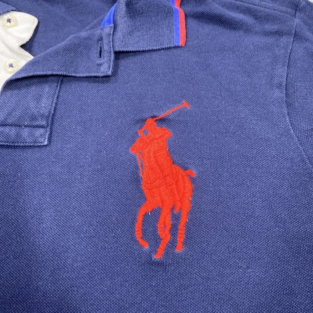 Polo Ralph Lauren Polo Shirt Mens Medium Blue Embroidered Crest Pony 100% Cotton
