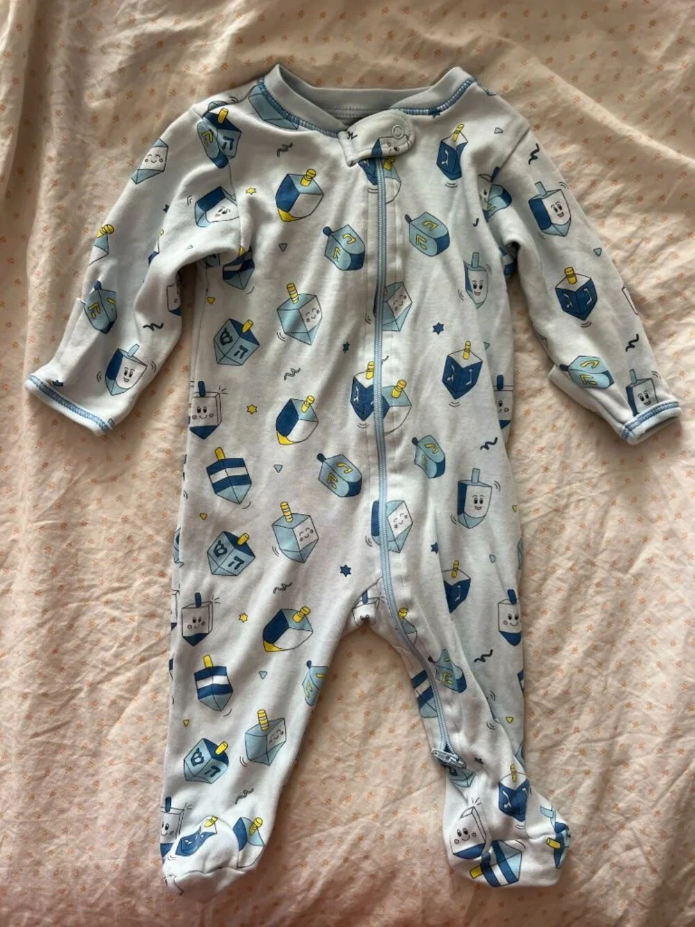 NOOMIE Happy Dreidels Zip Footies (unisex) 0-3 months,