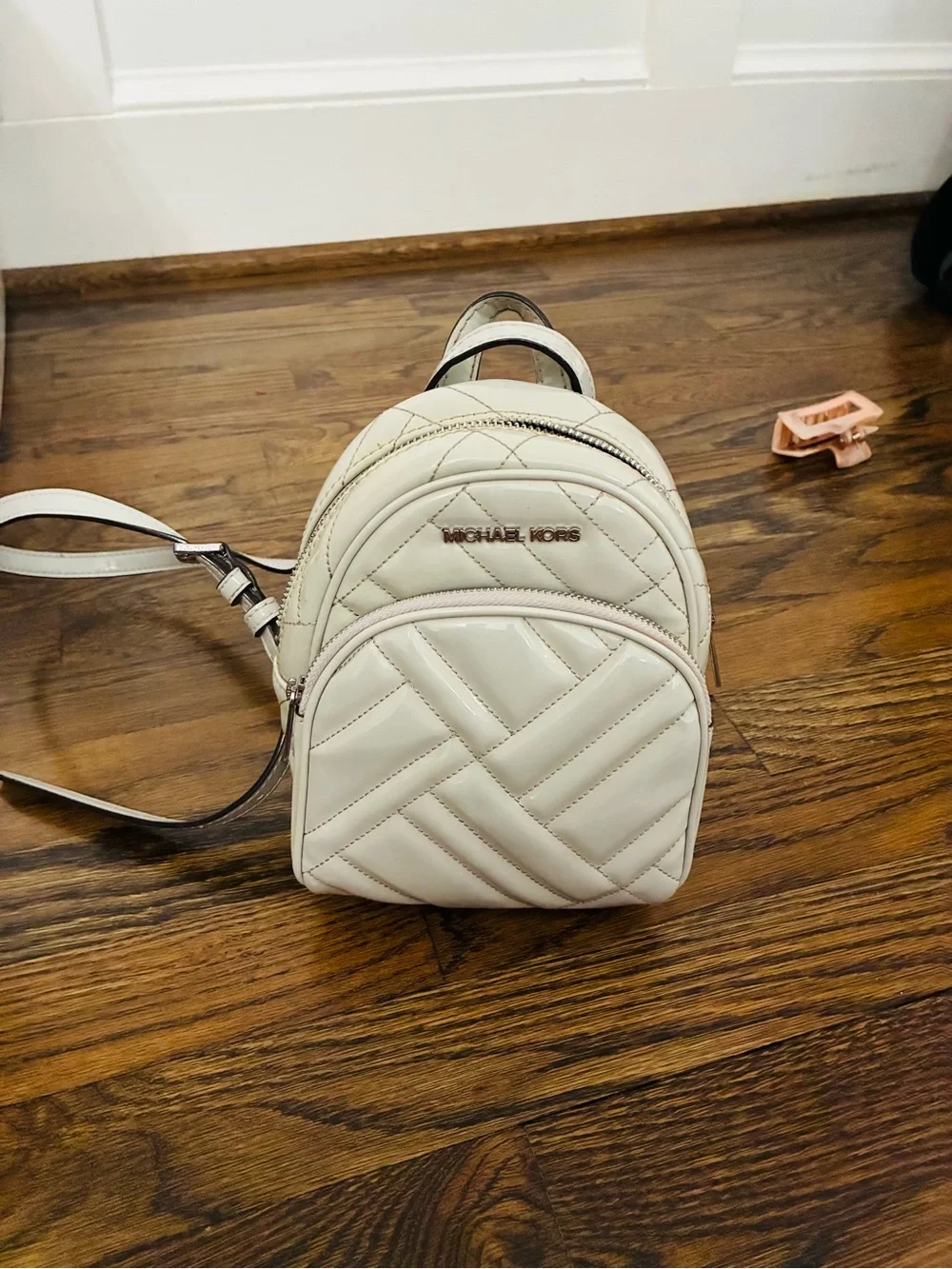 Michael Kors White Quilted Mini Backpack