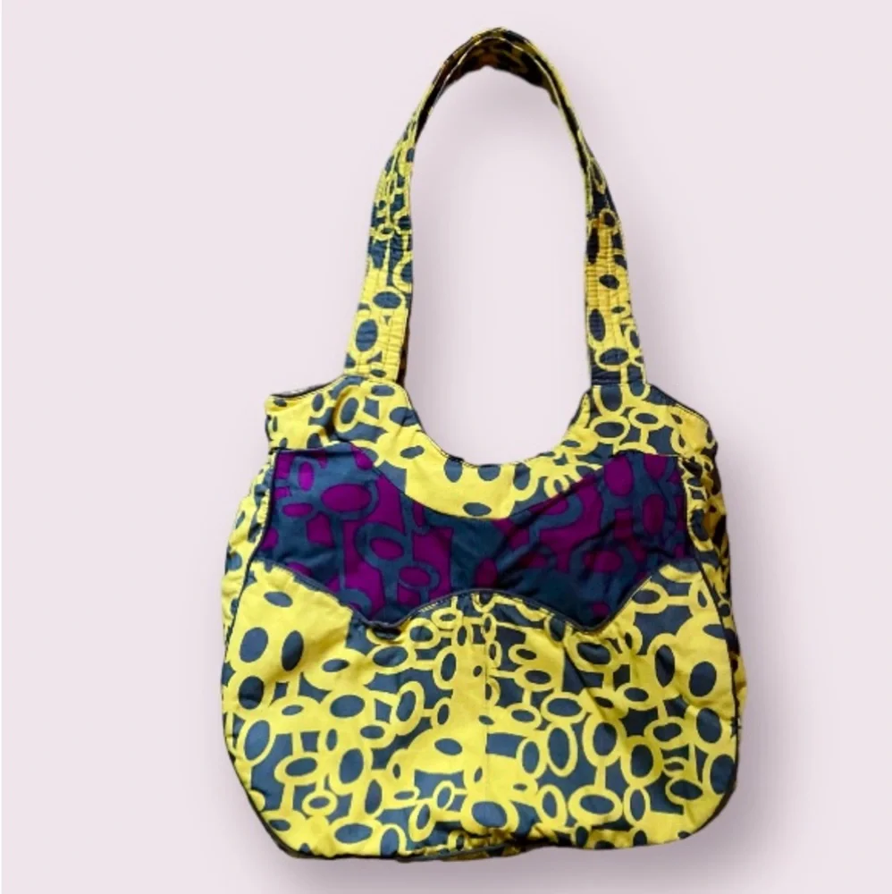 Kitsch 'n Glam Yellow and Gray Abstract Boho Double Strap Purse