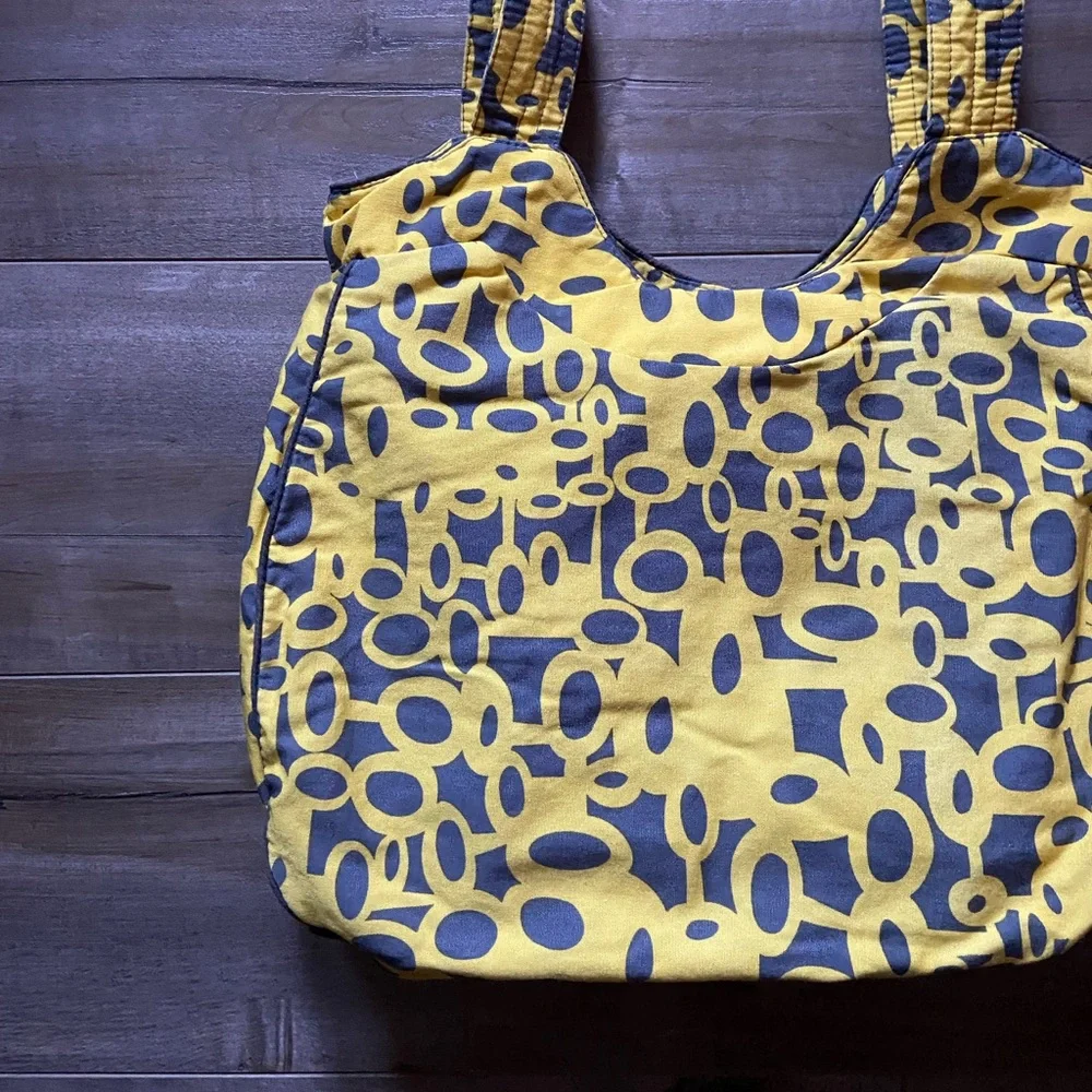 Kitsch 'n Glam Yellow and Gray Abstract Boho Double Strap Purse
