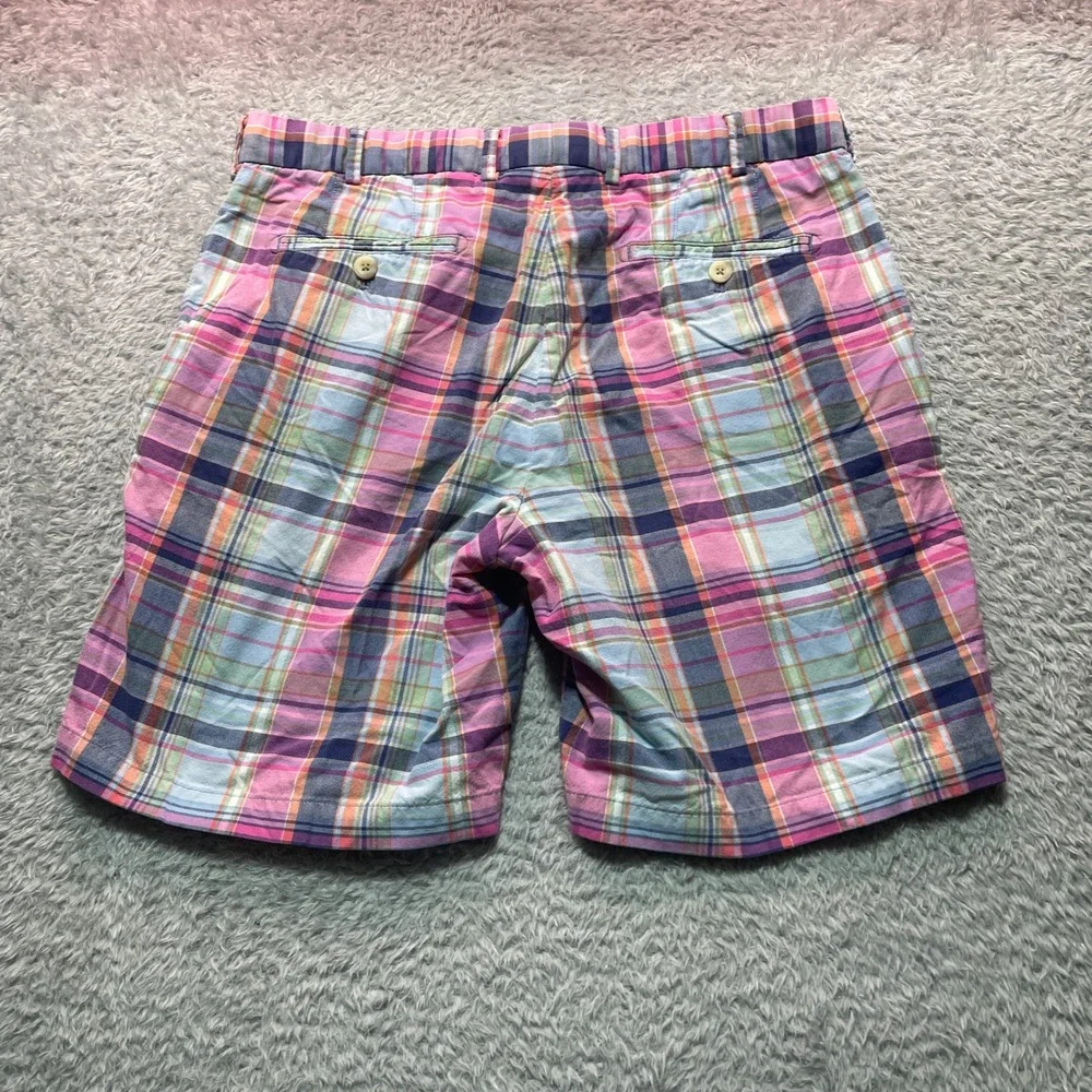 Peter Millar Mens 34 Multicolor Plaid Cotton Flat Front Golf Shorts RN 100308
