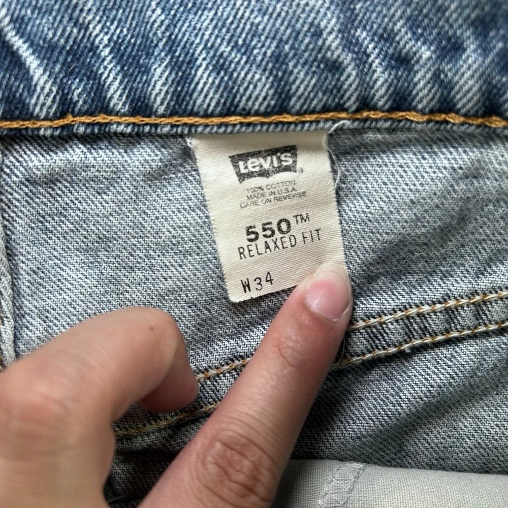 Vintage 90s Levi's 550 Size 34 Relaxed Fit Denim Blue Jeans Orange Tab Shorts