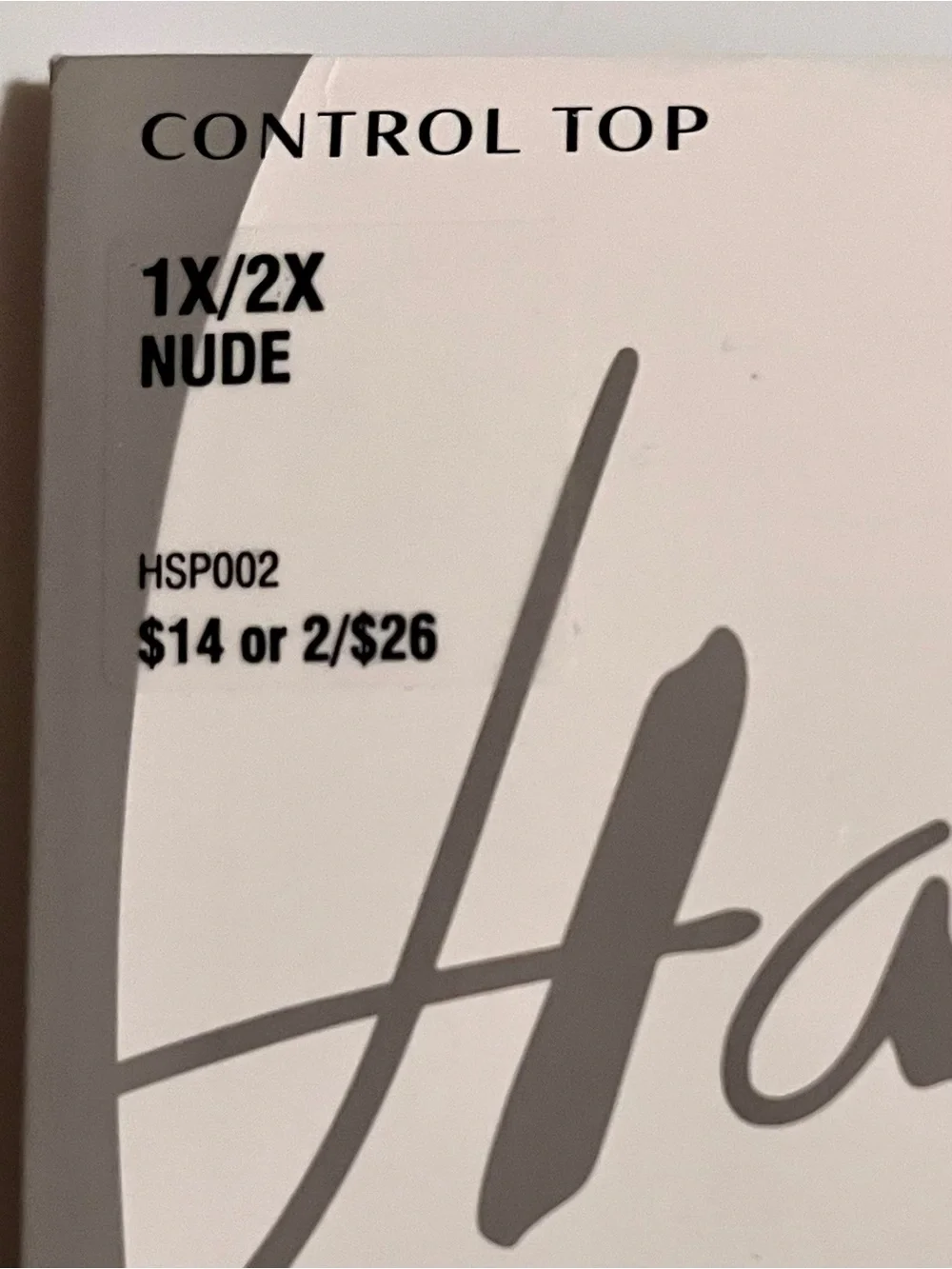 Hanes curves package note