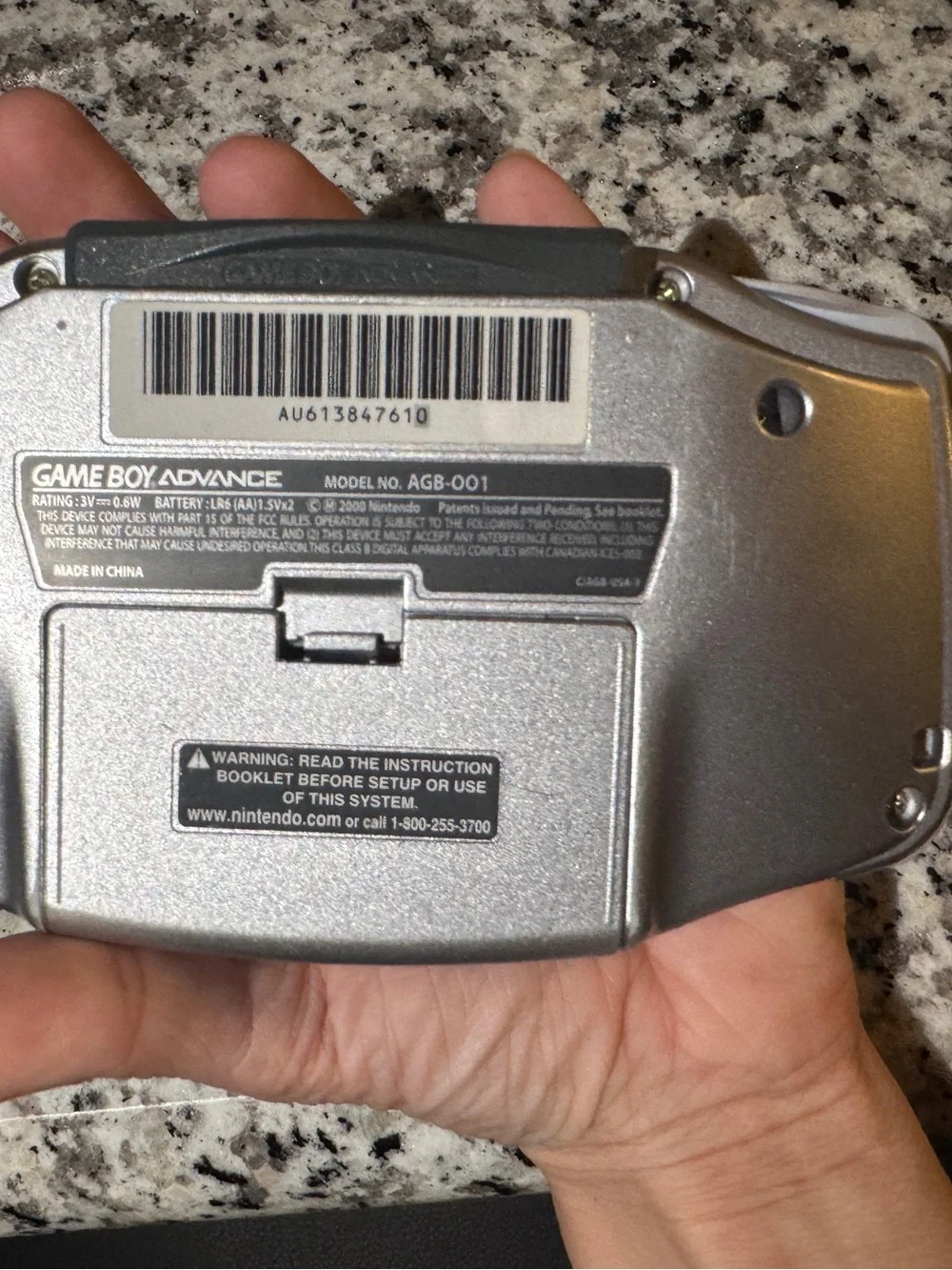 Nintendo Game Boy Advance AGB-001 Handheld Game Console Silver