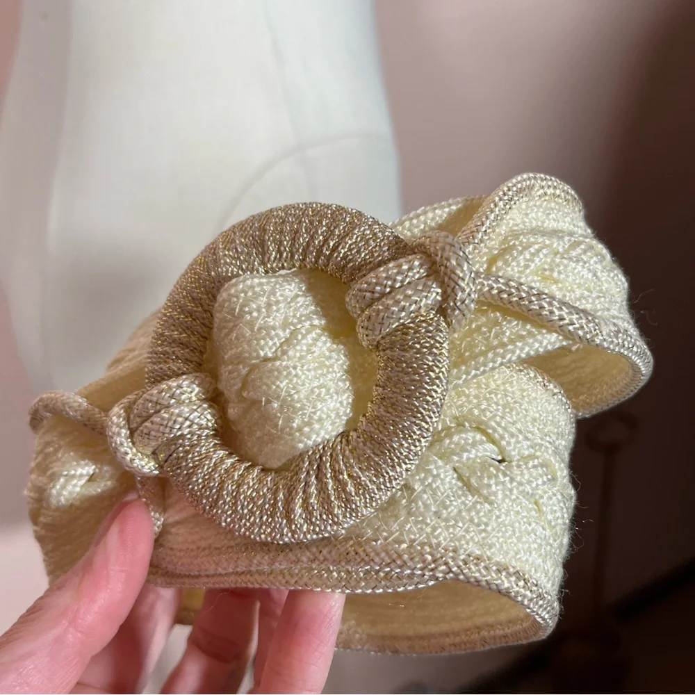 Vintage 1980's -90's Retro Boho Cream woven fabric southwestern wide belt