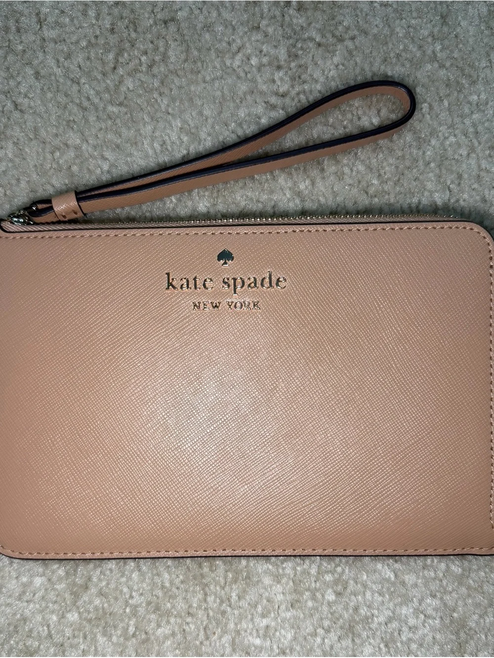 Kate Spade New York Lucy blush pink L-zip wristlet card wallet saffiano leather