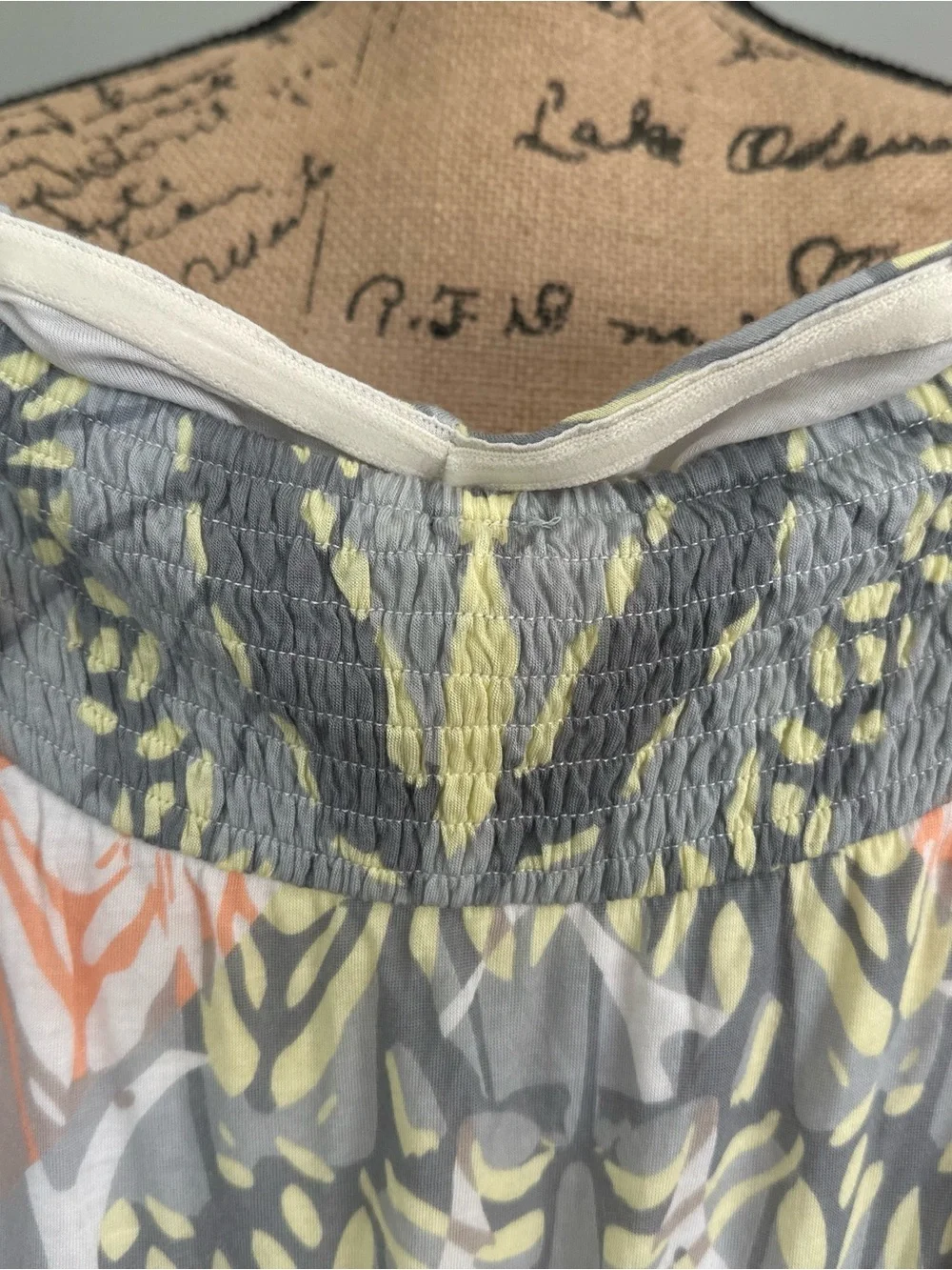 Free People Strapless Gray Dress with Yellow & Peach Accents 🆕