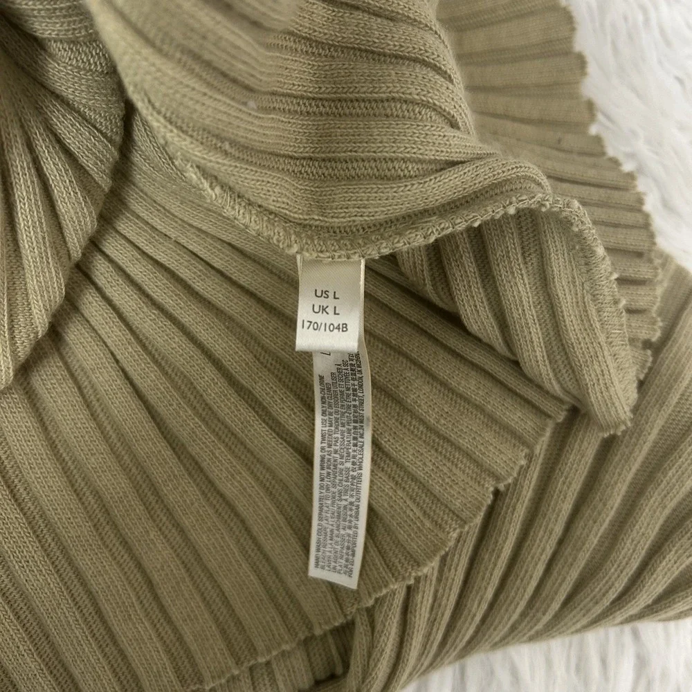 Free People Beach Khaki  Walk About Ribbed Long Sleeve Maxi Dress Bodycon Size L