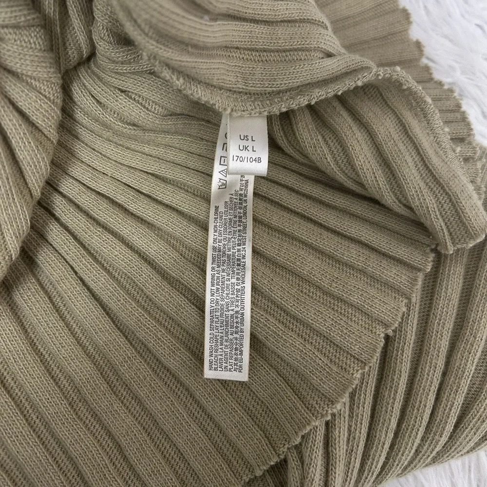Free People Beach Khaki  Walk About Ribbed Long Sleeve Maxi Dress Bodycon Size L