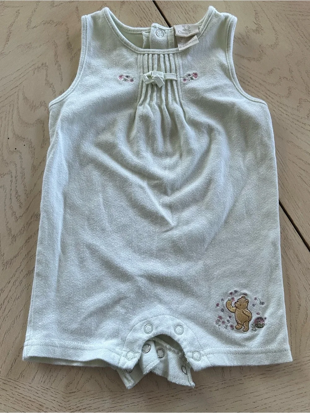 Vintage Disney Y2K Classic Pooh Winnie The Pooh Romper Green 6-9 Months Girl