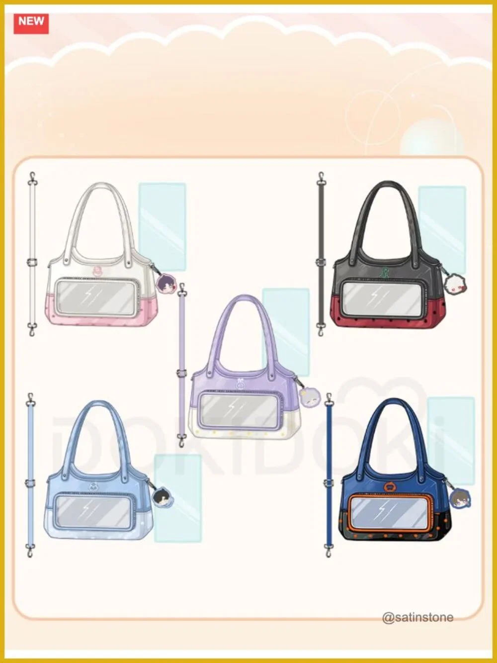 Cosplay Itabag with Crossbody Strap, Waterproof Fabric, Pin Board Display Bag