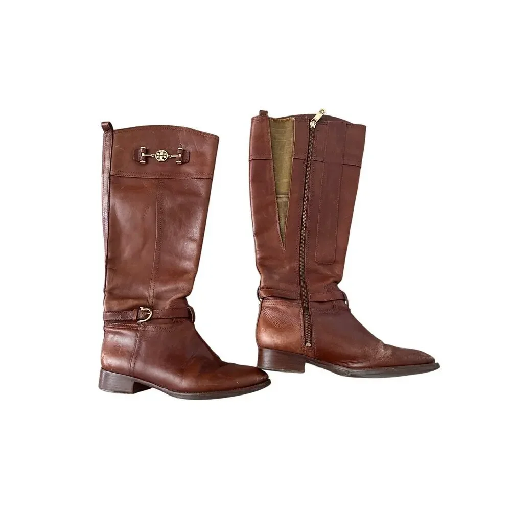 Tory Burch Bristol Brown Riding Boots 8M Equestrian + Festival Style