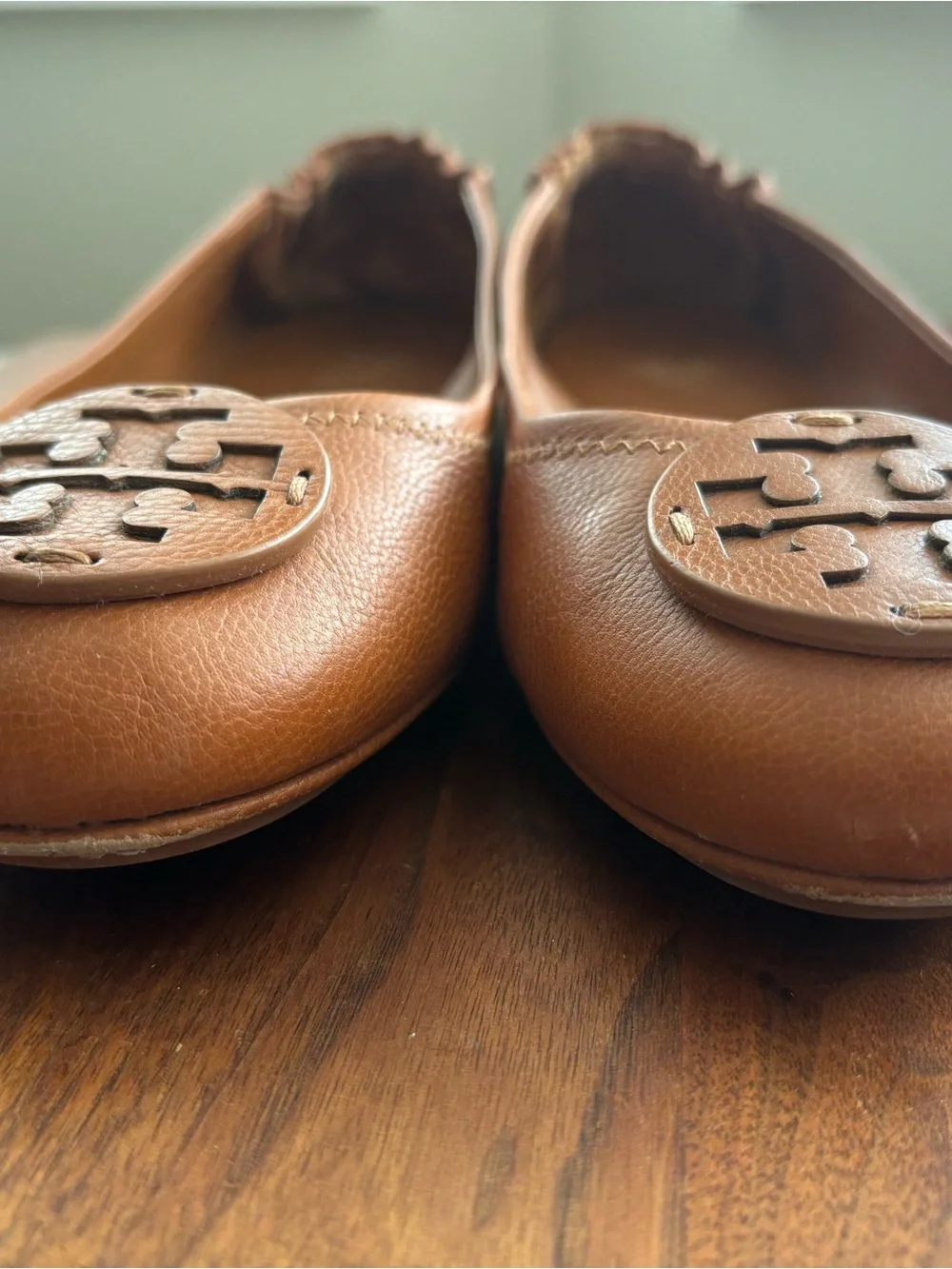 Tory Burch Leather Minnie Travel Ballet Flats in Vintage Vachetta