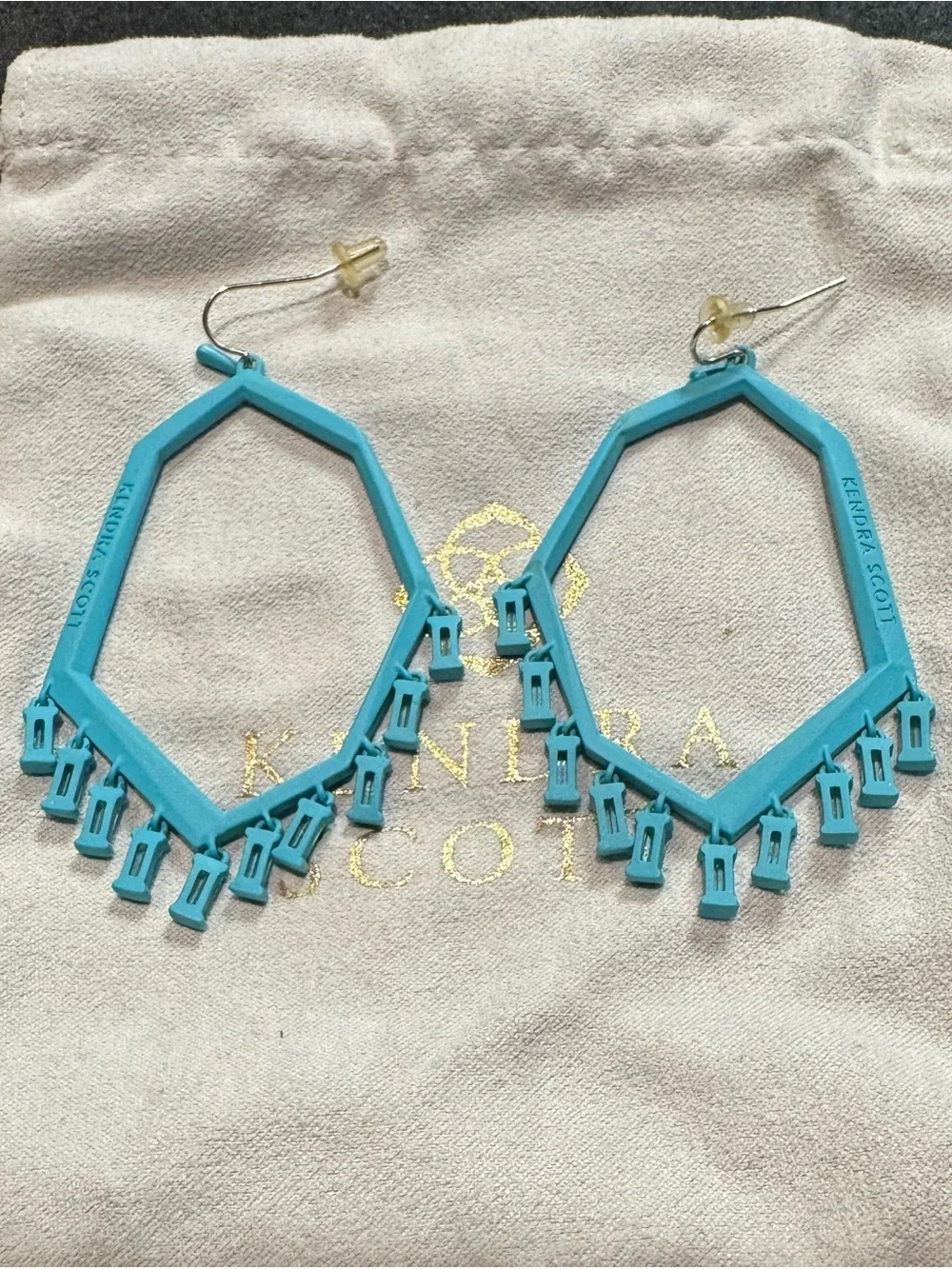 Kendra Scott Elisa Turquoise Geometric Fringe Drop Earrings