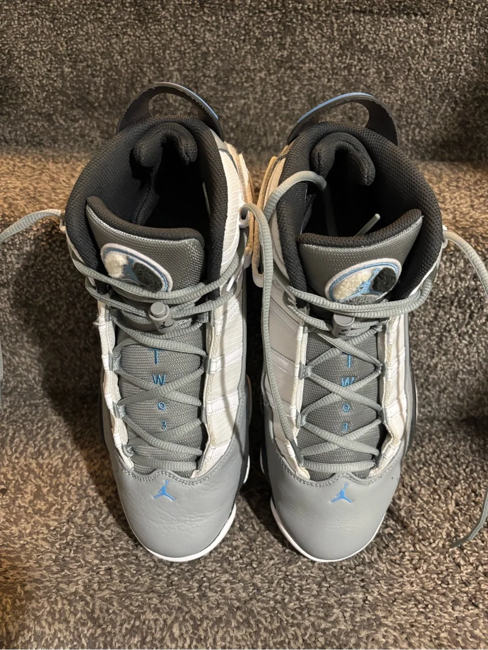 Jordan 6 Rings In The White/Dutch Blue/Particle Grey Men's size 12 authentic